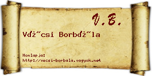 Vécsi Borbála névjegykártya